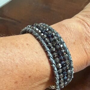 Elegant Silver Beaded Wrap Bracelet